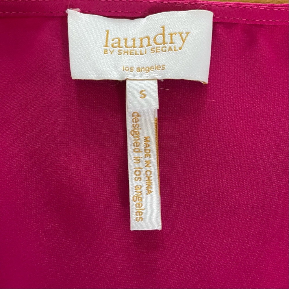 Laundry by Shelli Segal Hot Pink Wrap Front Sleeveless V-Neck Top Blouse Small - Picture 2 of 5